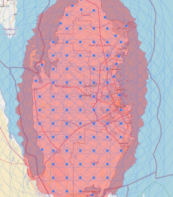 Modelled J-05 coverage footprint over Qatar